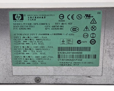  Купить Блок питания HP 1200W 438202-001 hstns-PD11 440785-001 441830-001 в интернет магазине